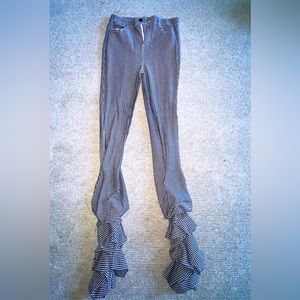 Plaid high waist cotton, scrunchy bottom ,stretchy pants.